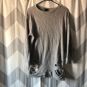 Grey distressed over size hoodie